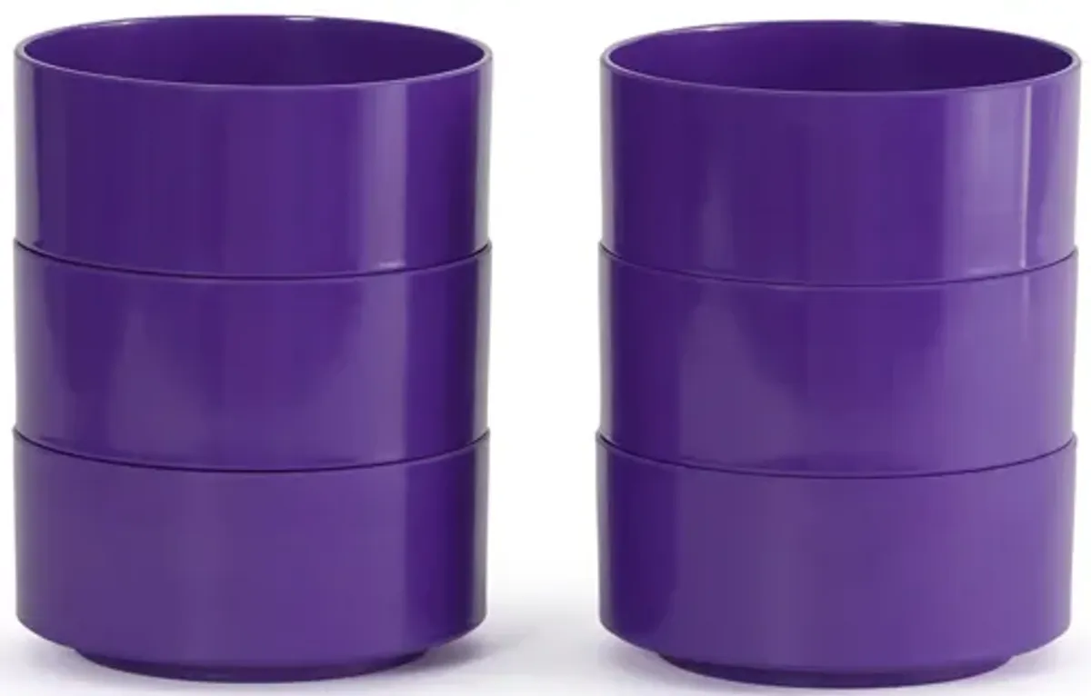 Maxbowl Stackable Bowls by Vignelli - Modern Design - Heller Maxbowl - Set of 6 / Purple