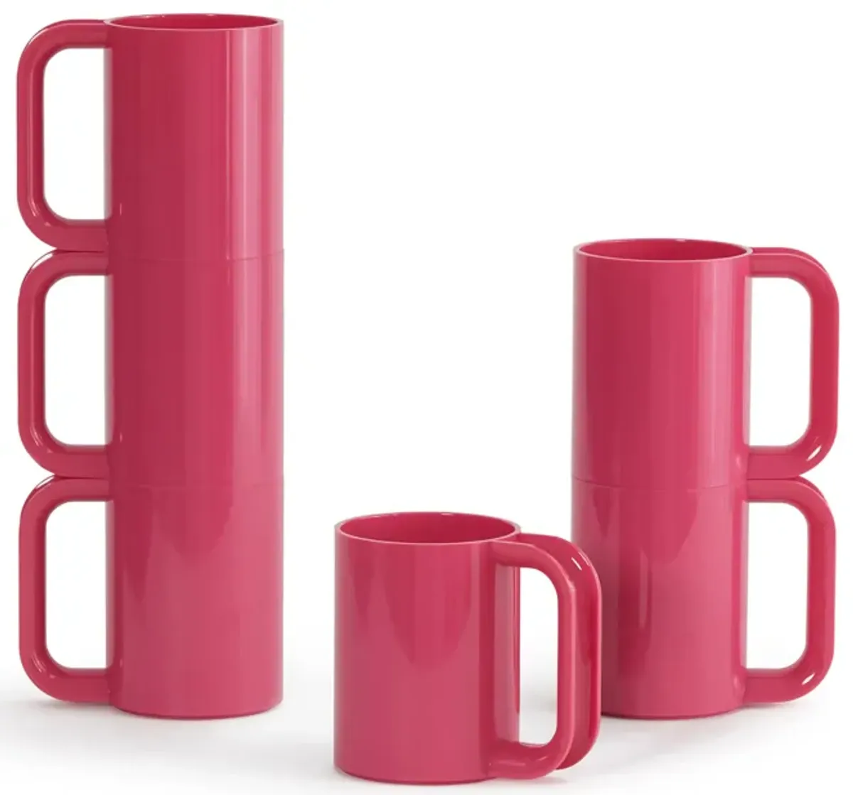Maxmug Stackable Coffee Mugs - Vignelli Design - Heller Maxmug - Set of 6 / Pink