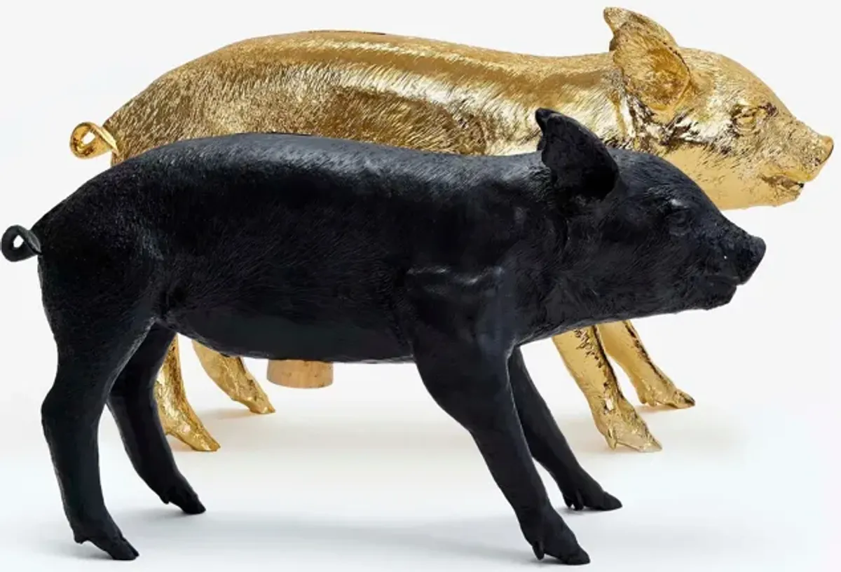 Harry Allen MoMA Chrome Pig Bank - Designer Sculpture - Heller Matte Black