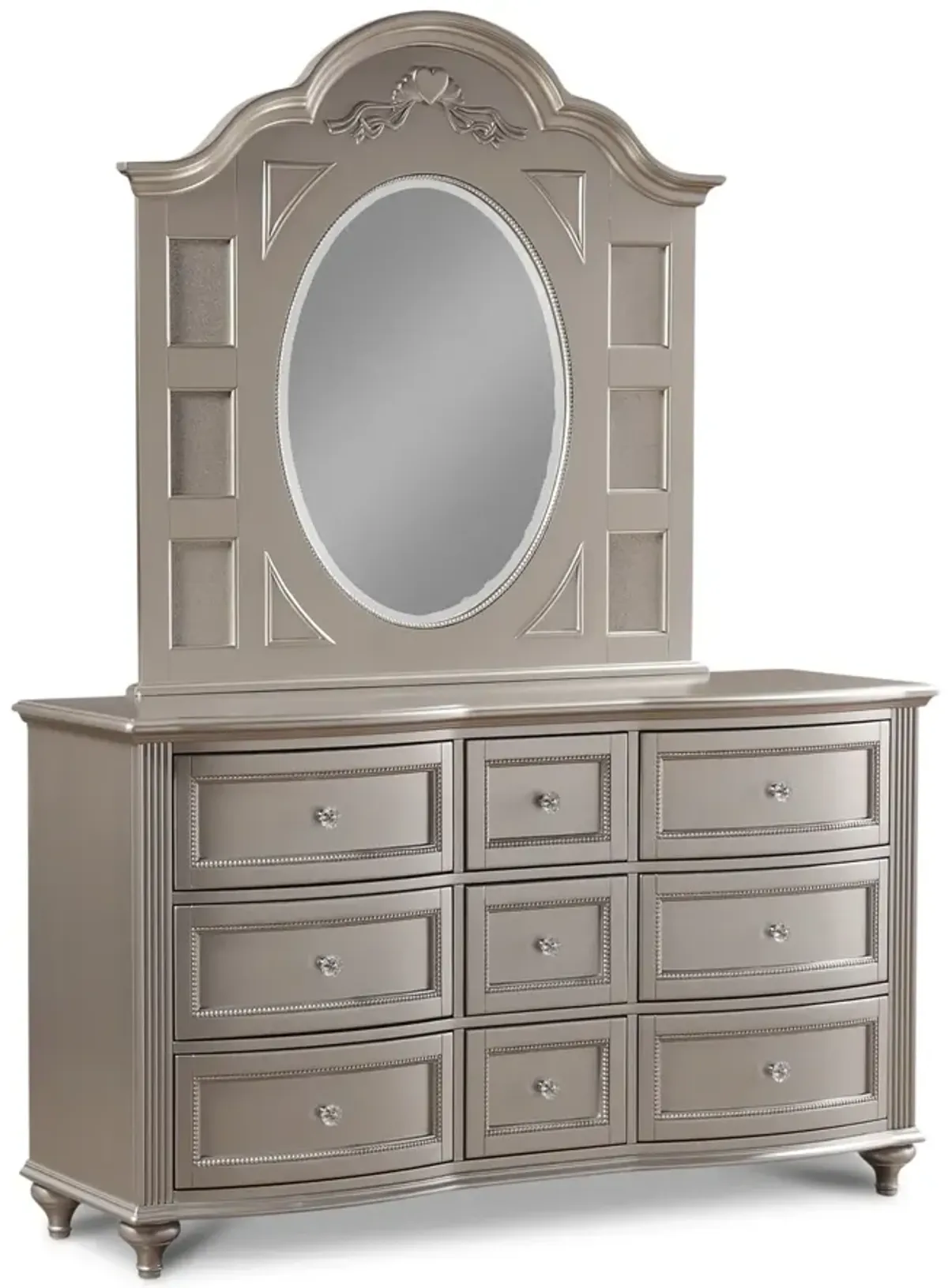 Chantilly 9 Drawer Dresser - Silver