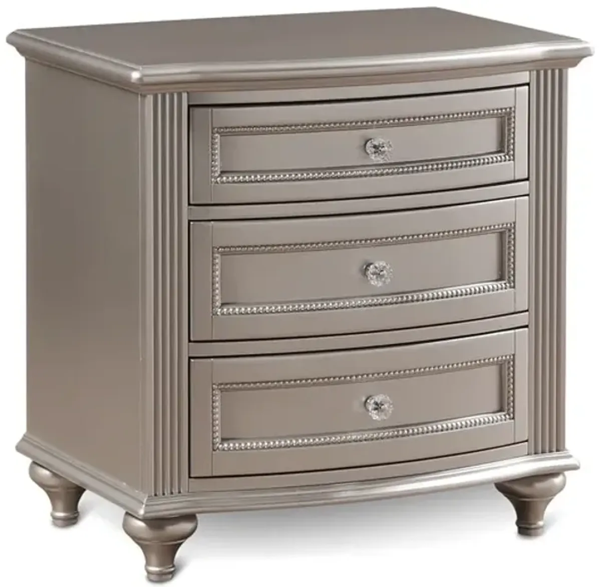 Chantilly 3 Drawer Nightstand - Silver