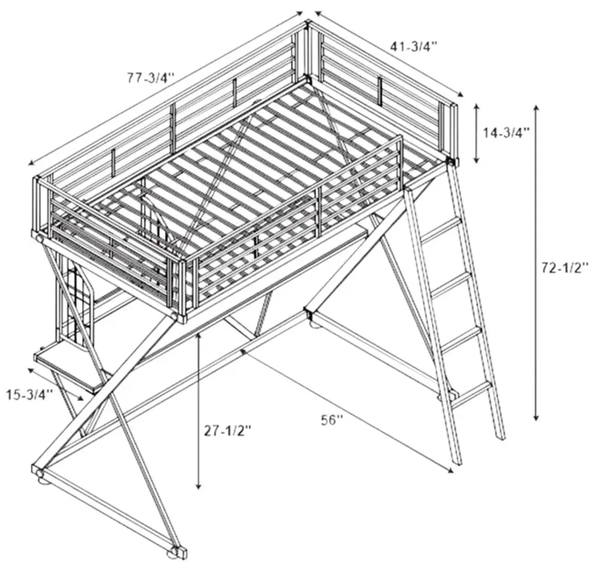 Curie Loft Bed - Pewter