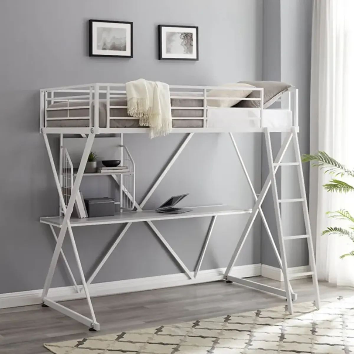 Curie Loft Bed - White