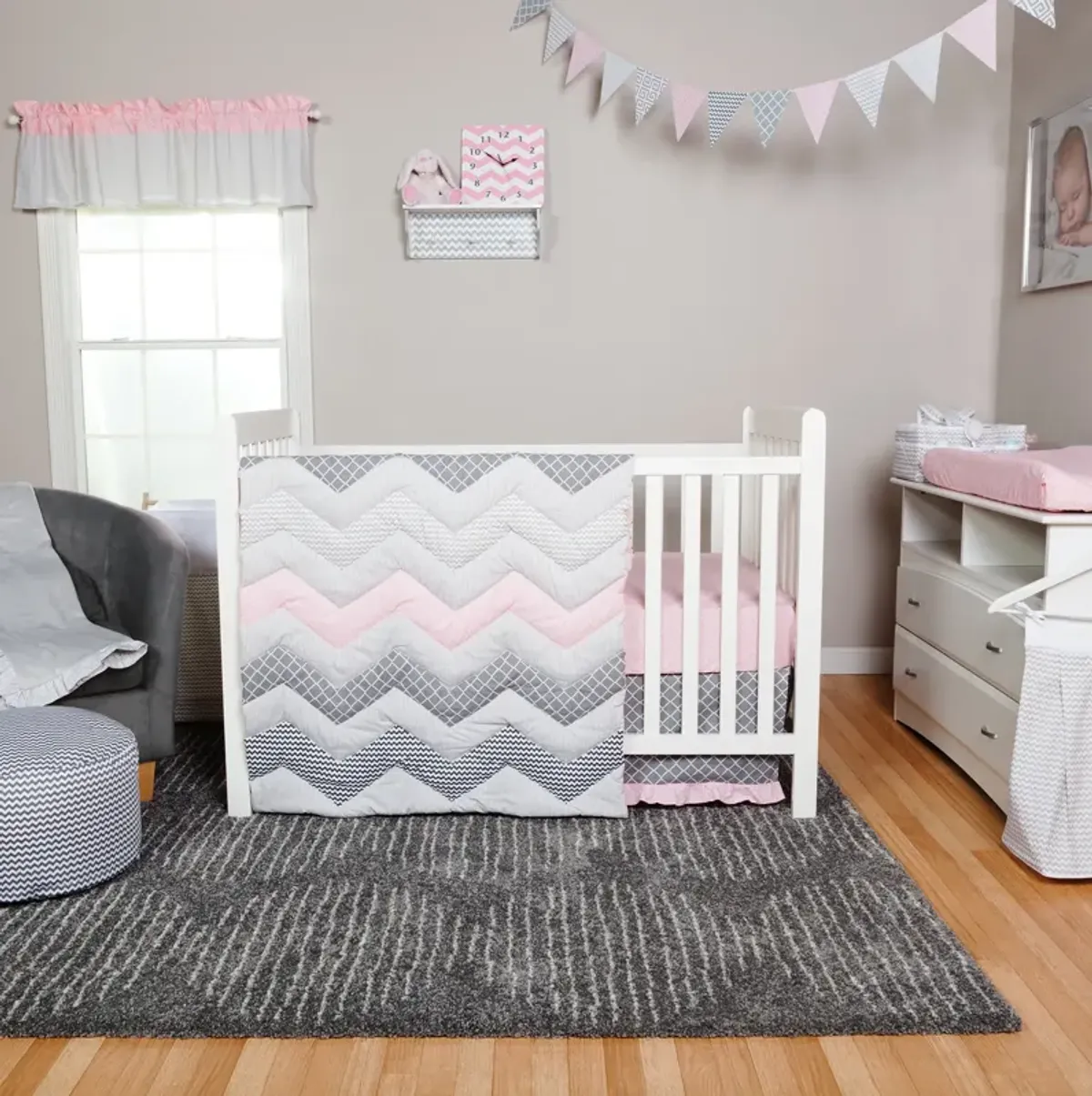 Chevron Crib Bedding - Cotton Candy