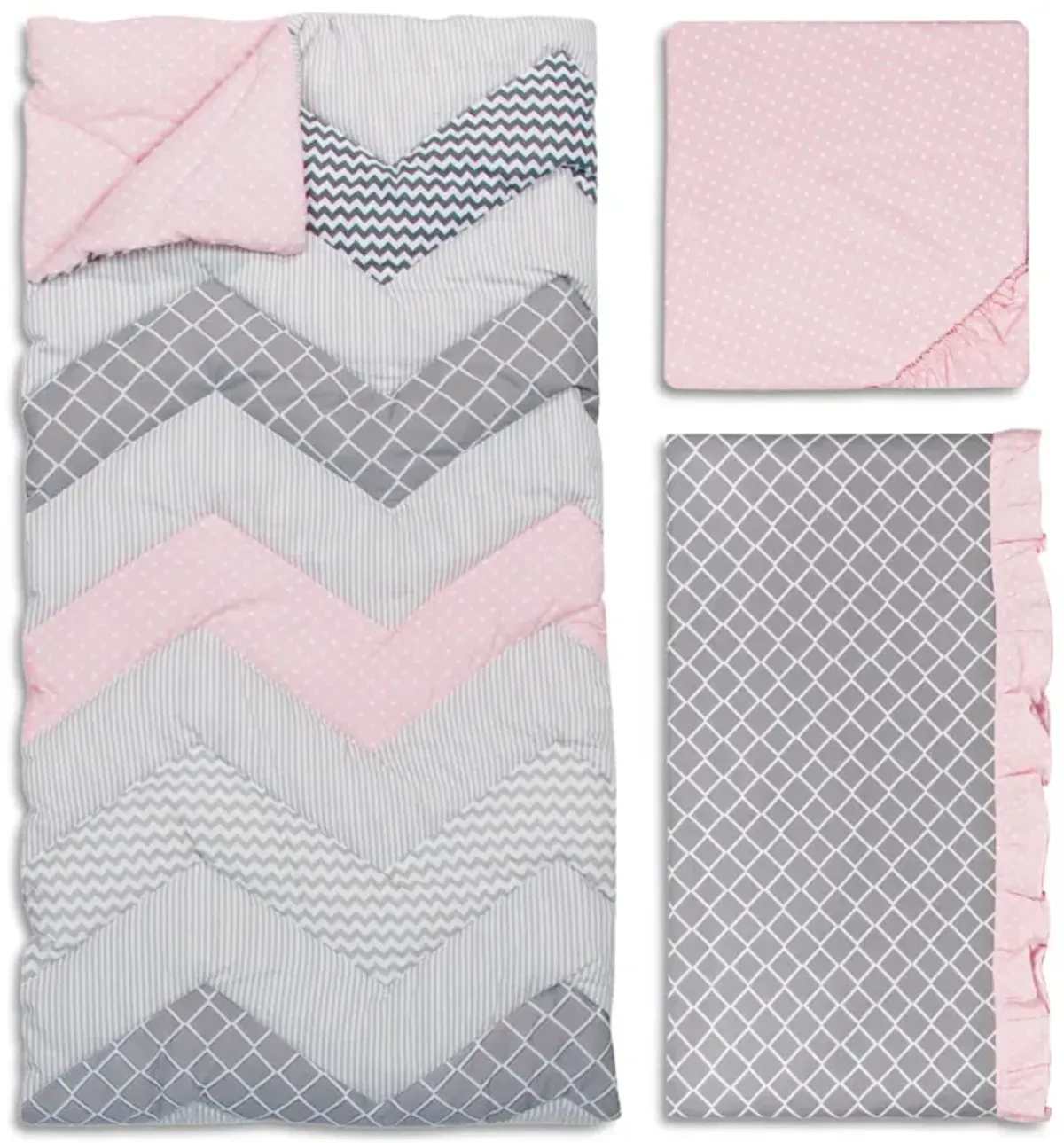 Chevron Crib Bedding - Cotton Candy