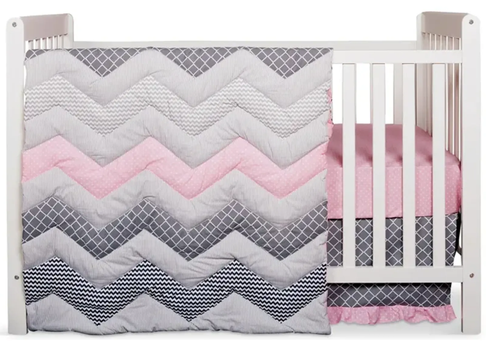 Chevron Crib Bedding - Cotton Candy