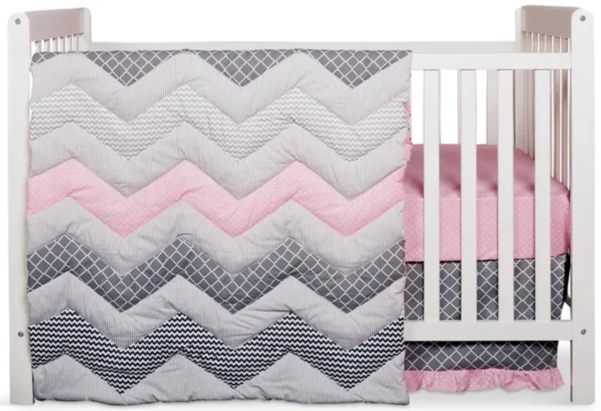 Chevron Crib Bedding - Cotton Candy