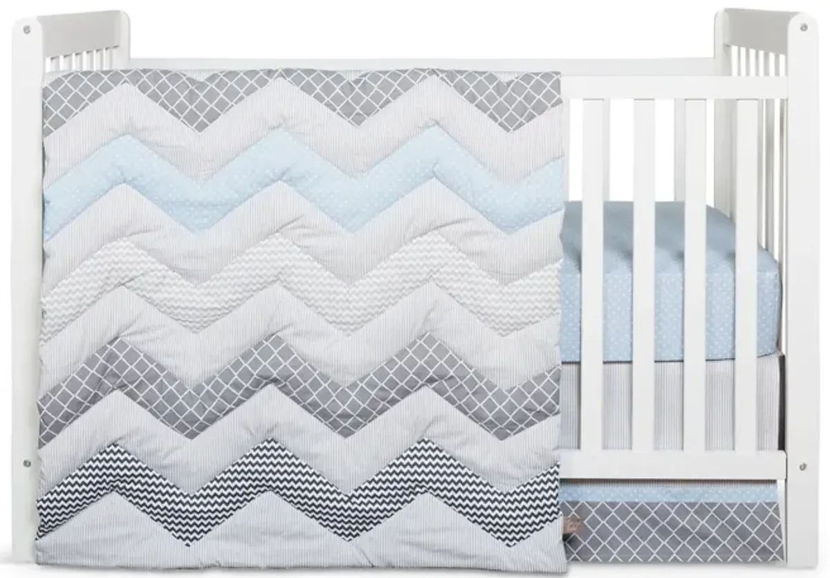 Chevron Crib Bedding - Blue Taffy