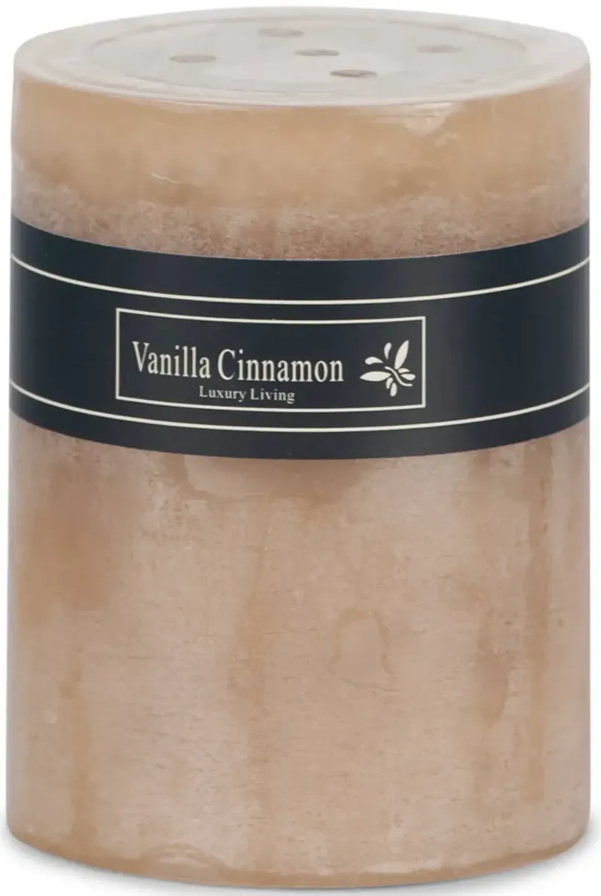 Beige Vanilla Cinnamon Frost Pillar Candle - Small