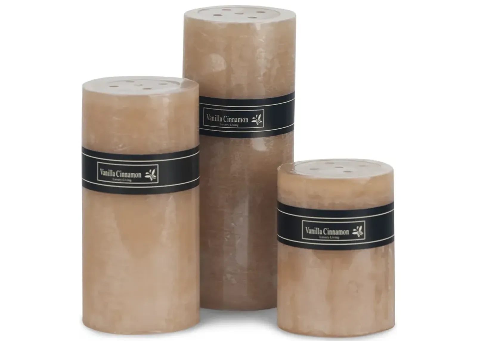 Beige Vanilla Cinnamon Frost Pillar Candle - Small