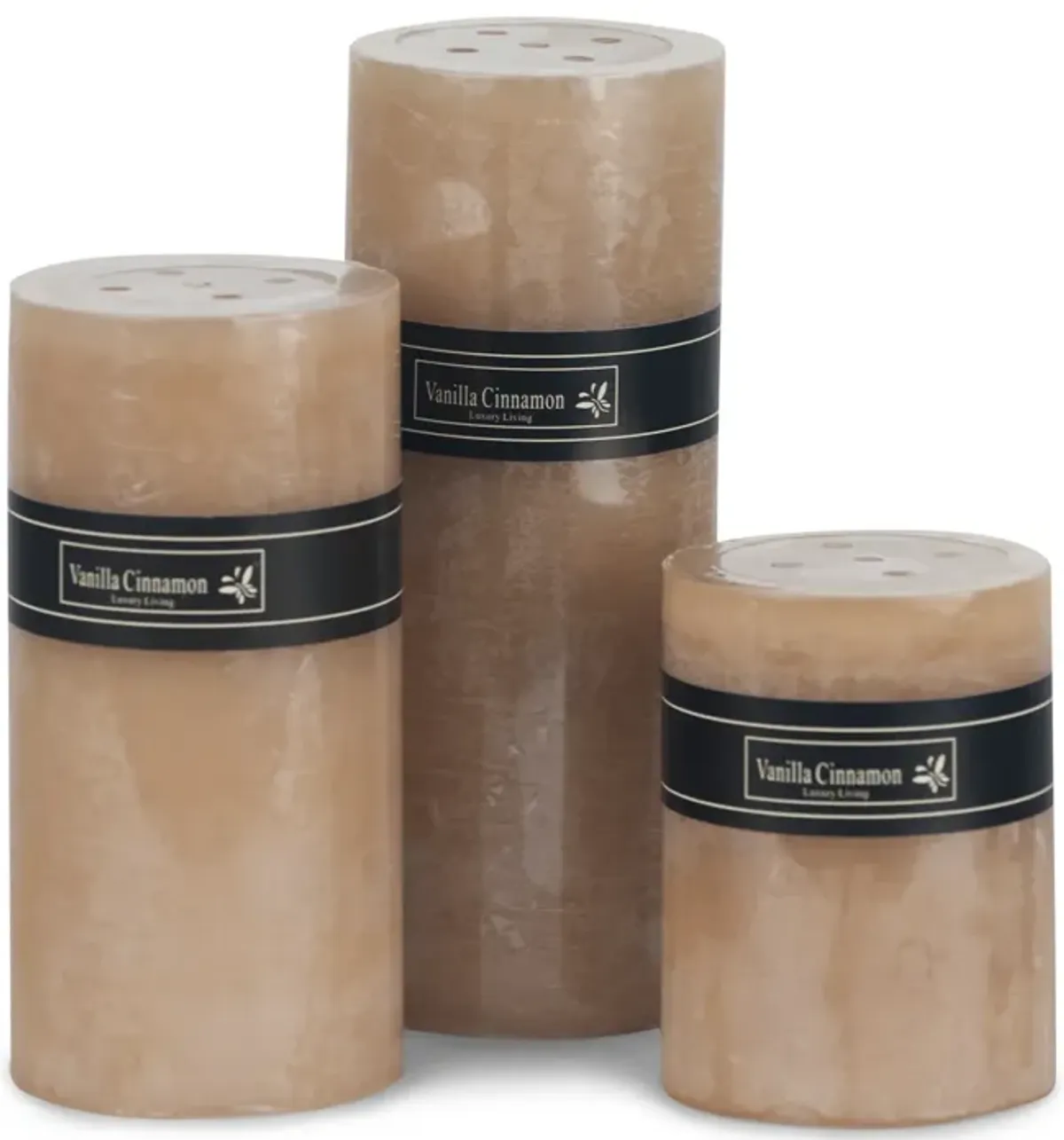 Beige Vanilla Cinnamon Frost Pillar Candle - Small