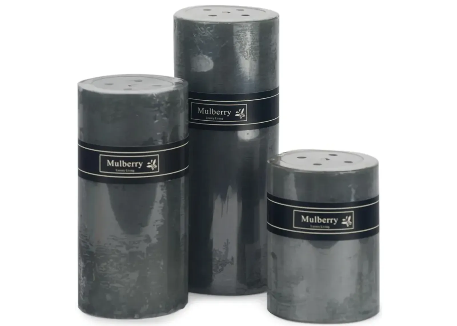 Grey Mulberry Frost Pillar Candle - Small