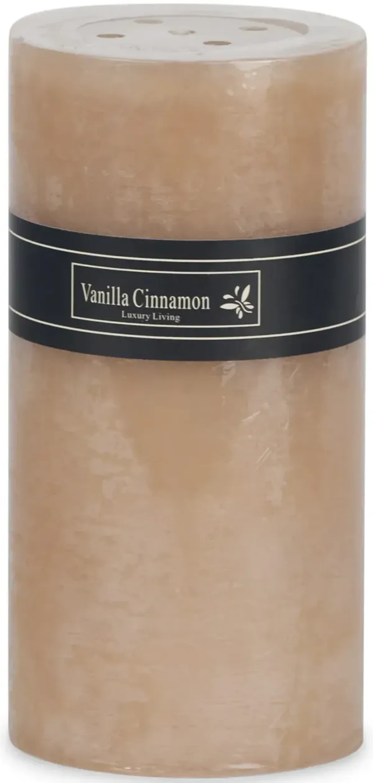 Beige Vanilla Cinnamon Frost Pillar Candle - Medium