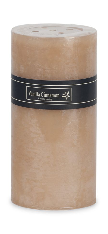 Beige Vanilla Cinnamon Frost Pillar Candle - Medium