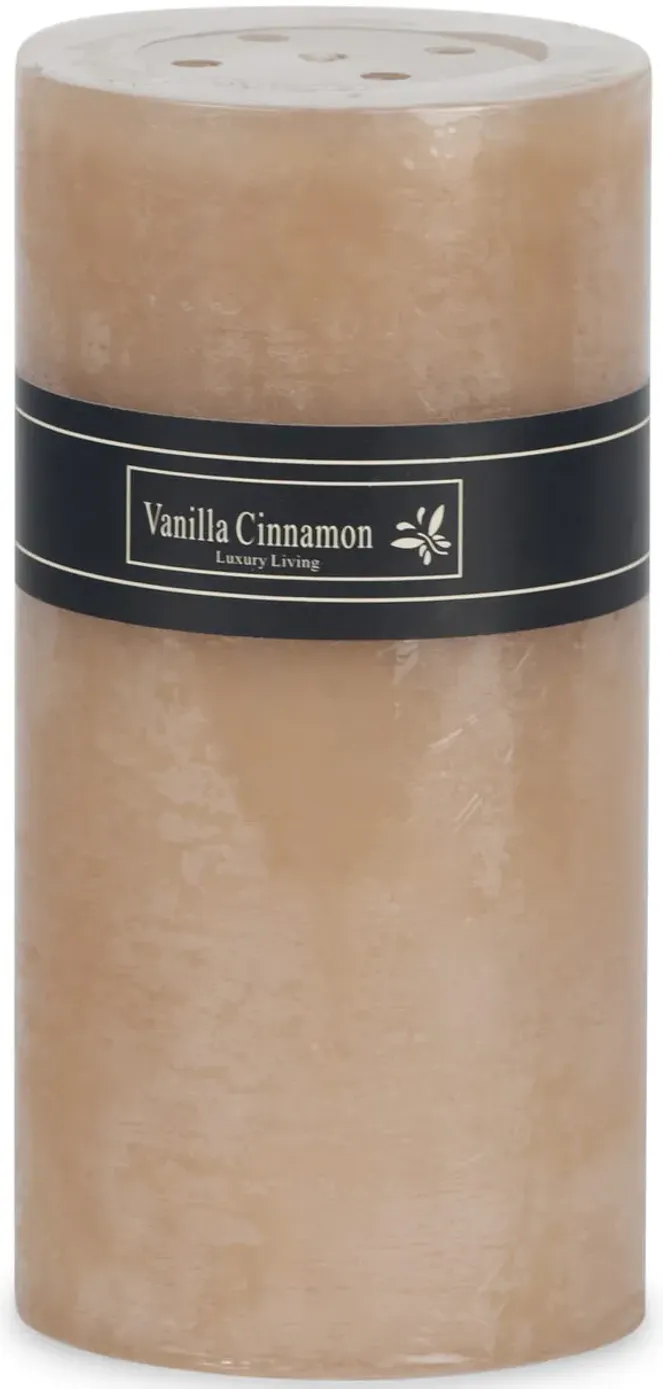 Beige Vanilla Cinnamon Frost Pillar Candle - Medium