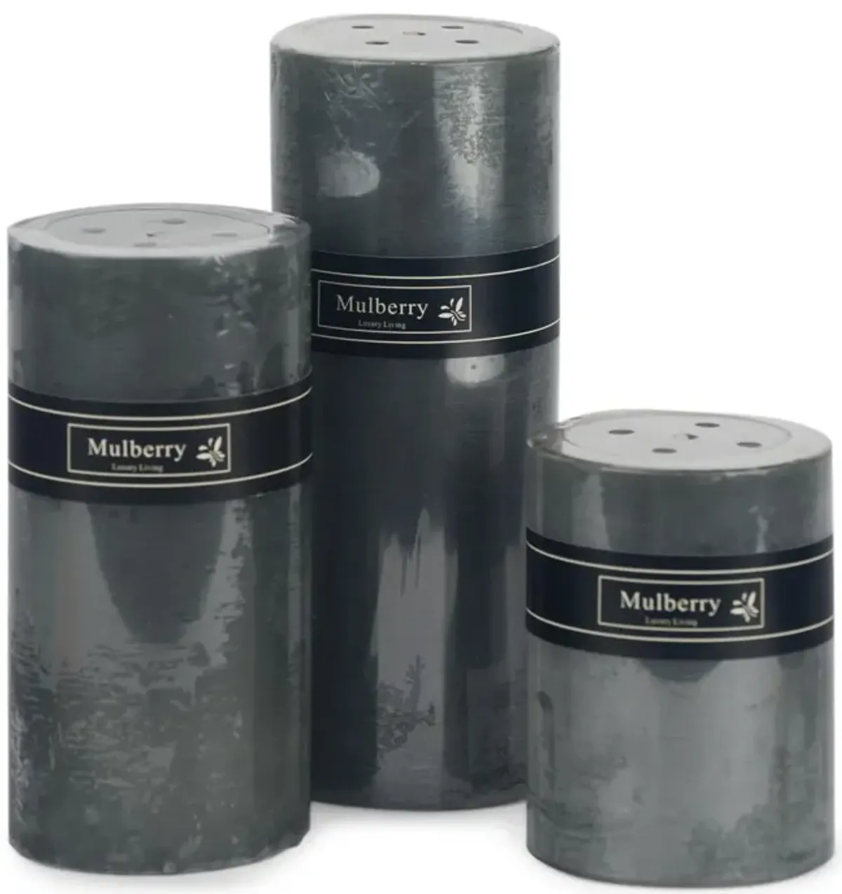 Grey Mulberry Frost Pillar Candle - Medium