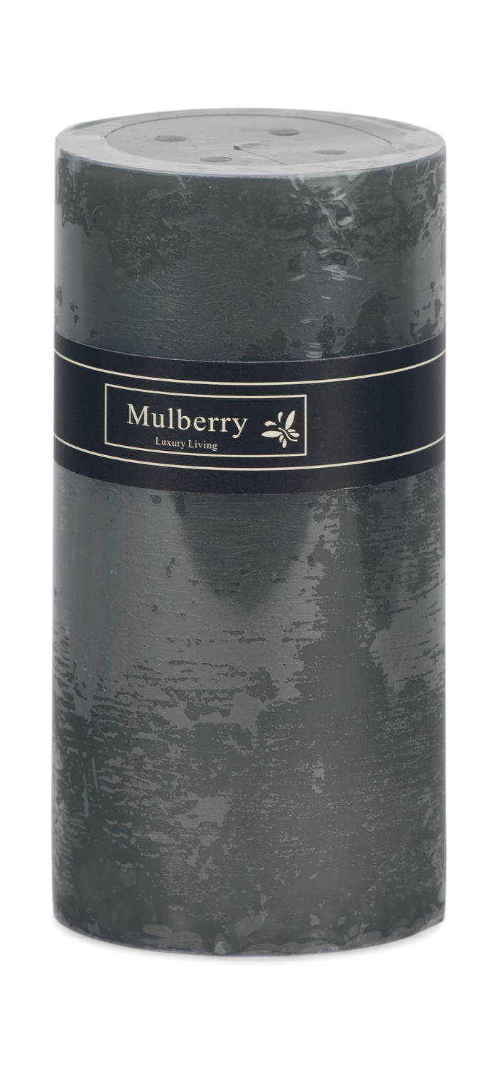 Grey Mulberry Frost Pillar Candle - Medium