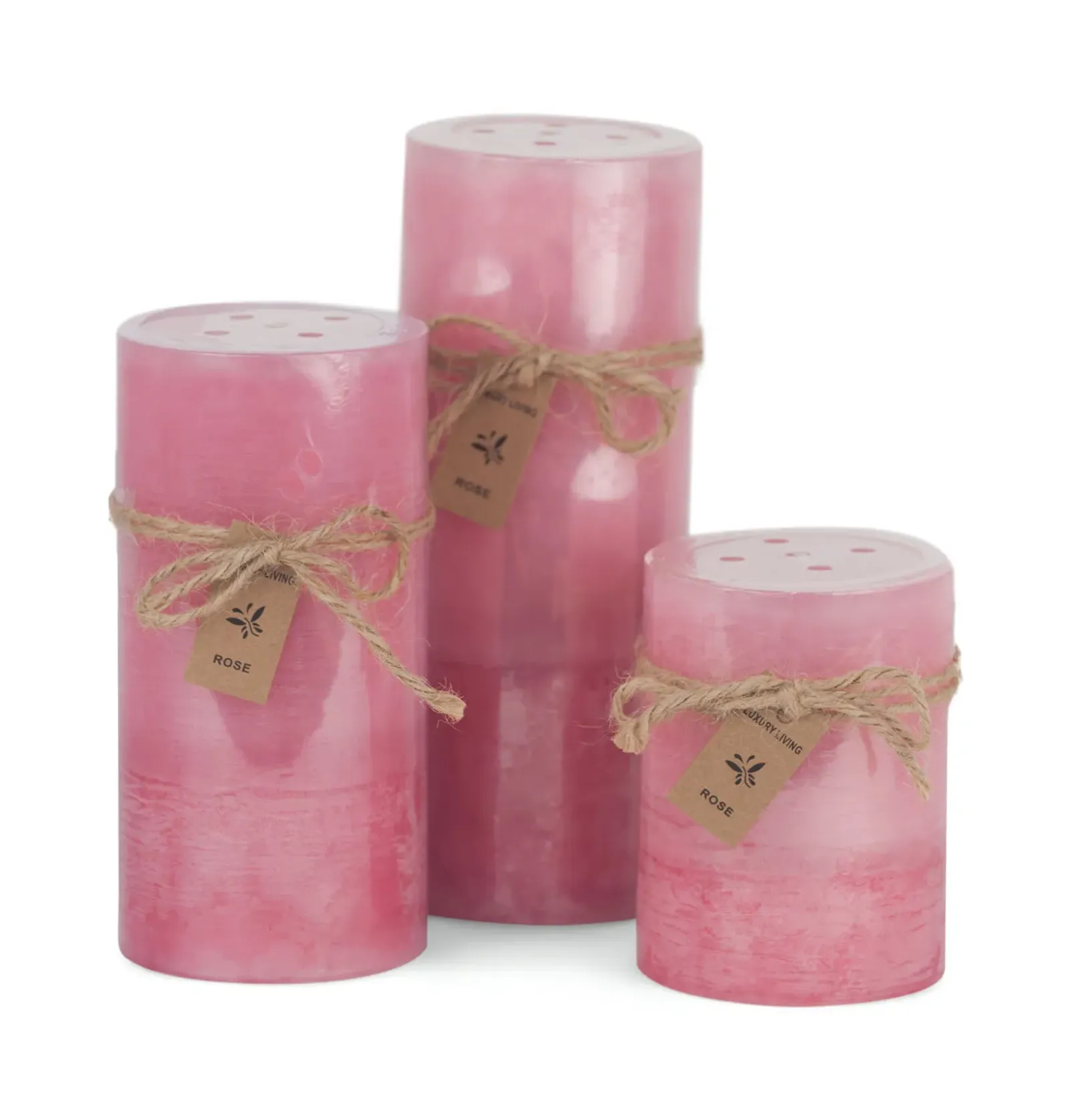 Pink Rose 2 Tone Pillar Candle - Small