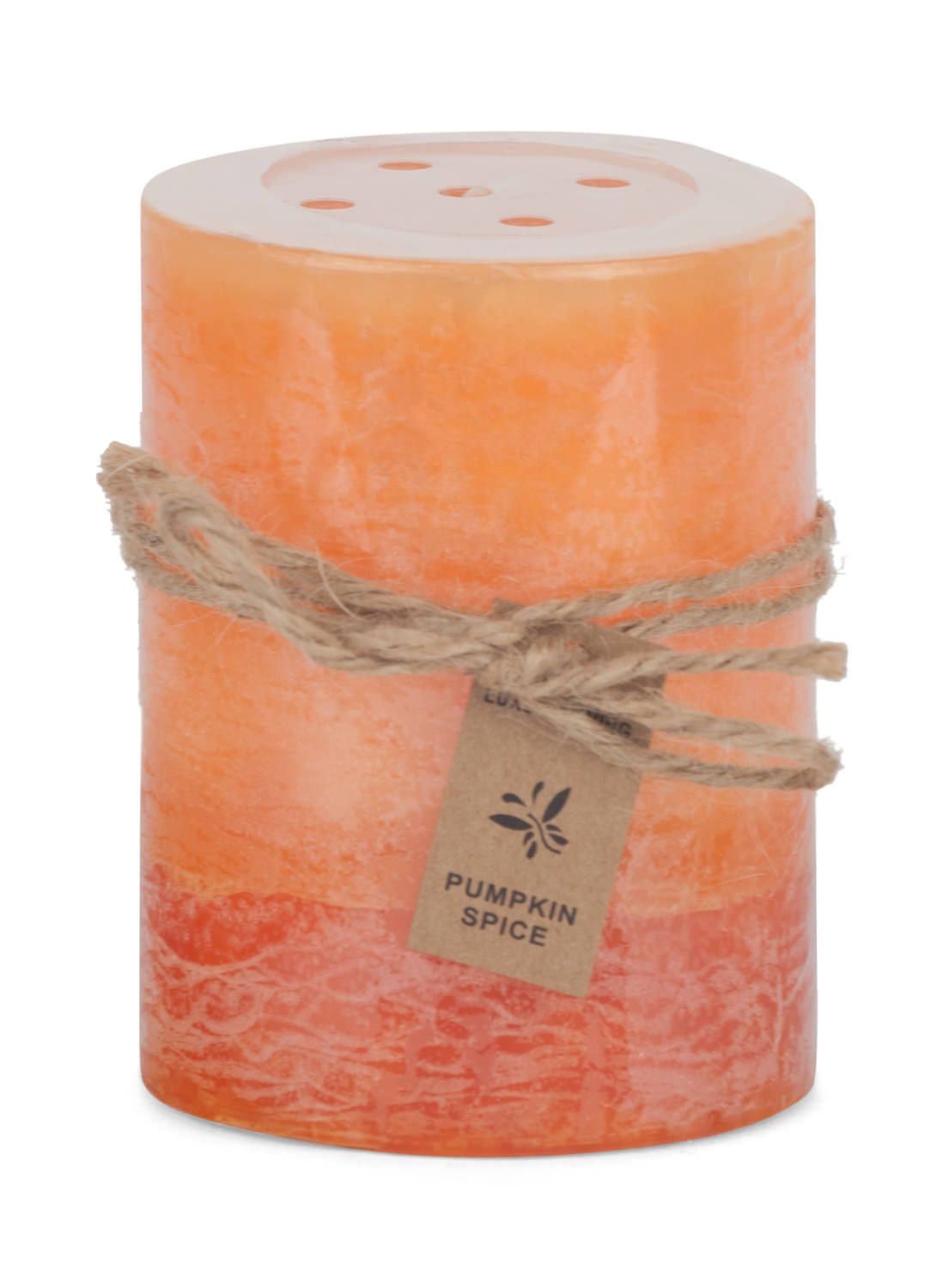 Orange Pumpkin Spice 2 Tone Pillar Candle - Small