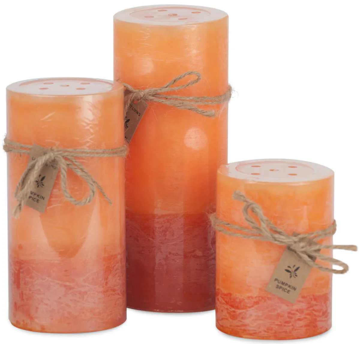 Orange Pumpkin Spice 2 Tone Pillar Candle - Small