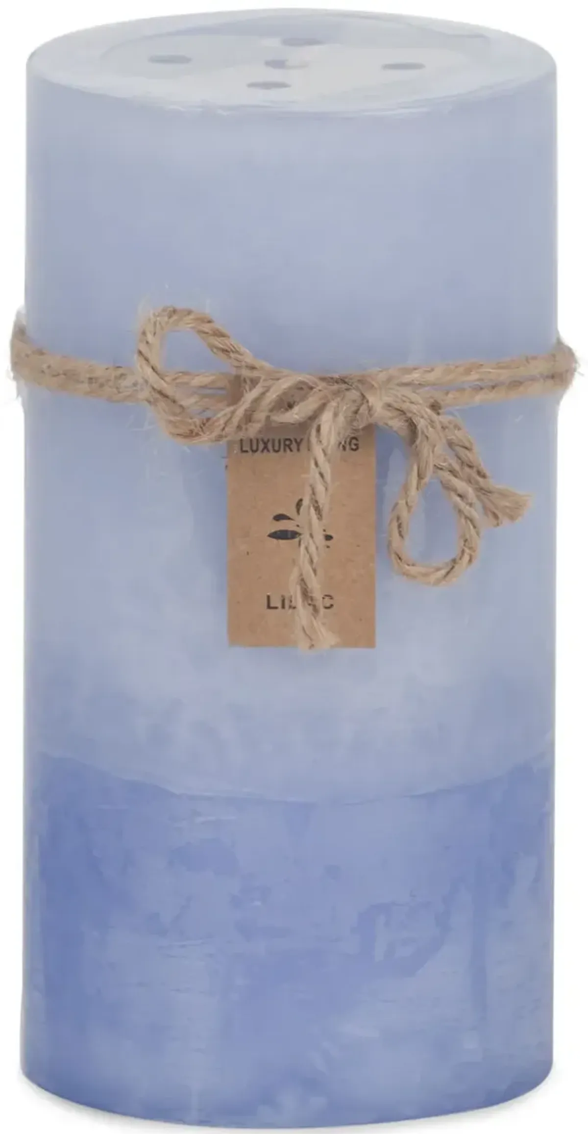 Blue Purple Lilac 2 Tone Pillar Candle - Medium