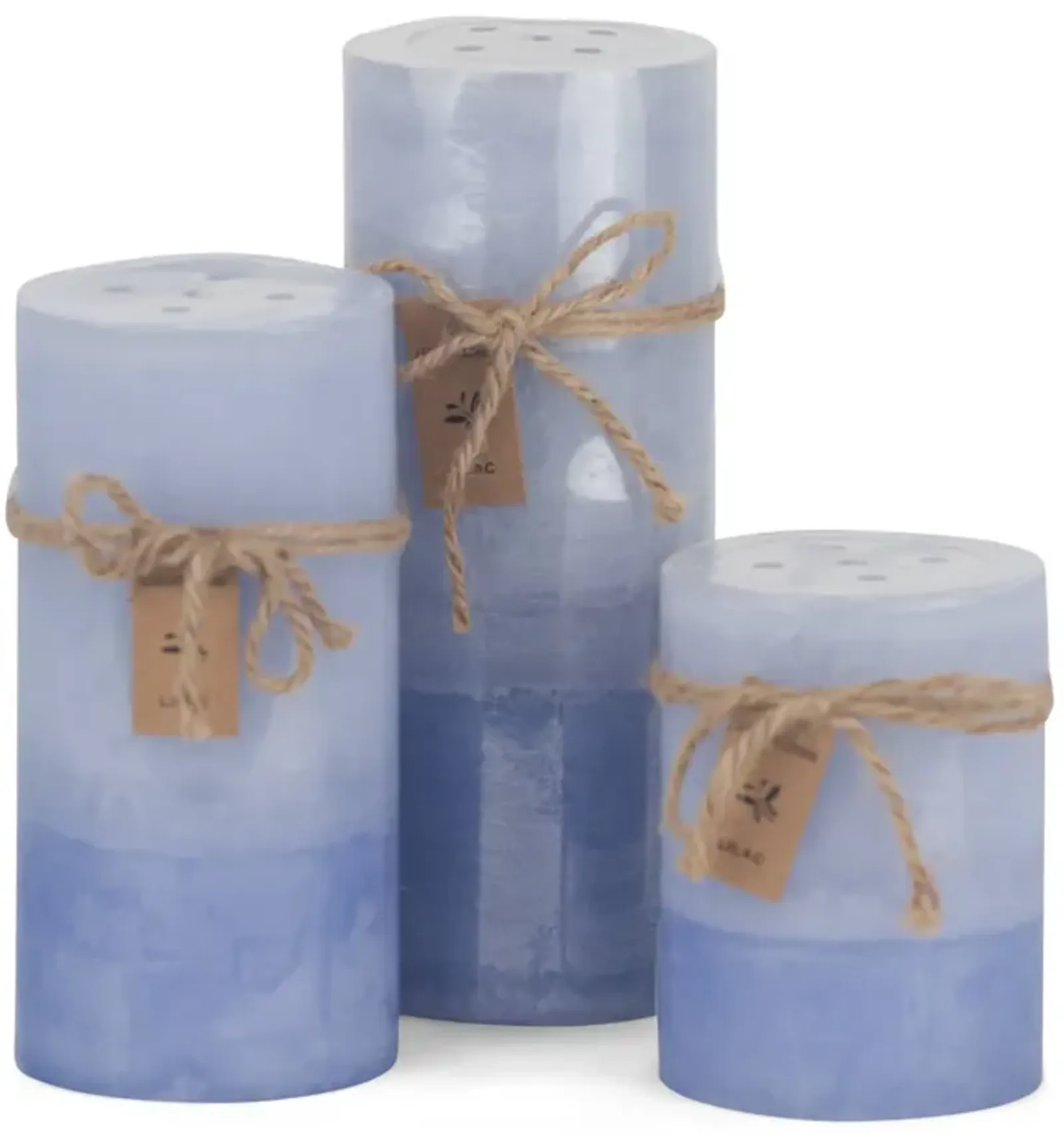 Blue Purple Lilac 2 Tone Pillar Candle - Medium