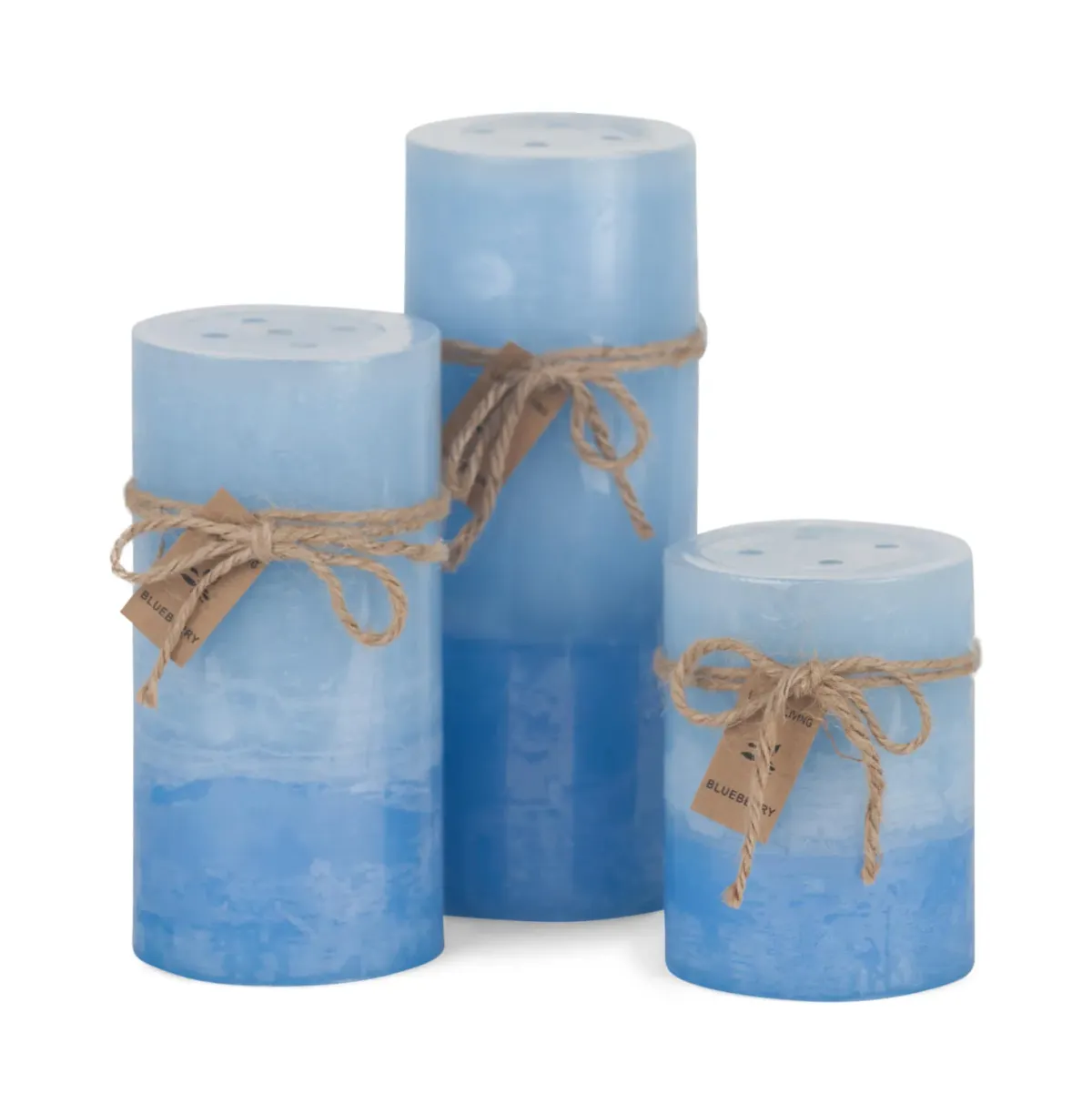 Blue Blueberry 2 Tone Pillar Candle - Medium