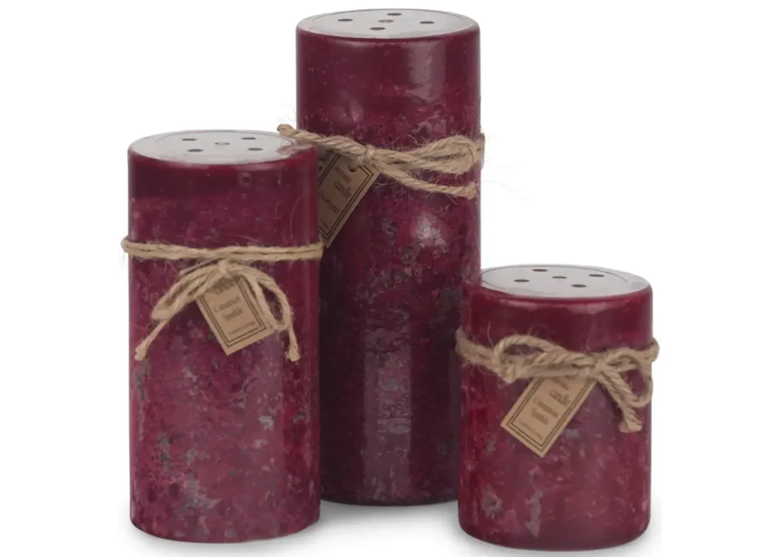 Red Cinnamon Perforated Pillar Candle - Small