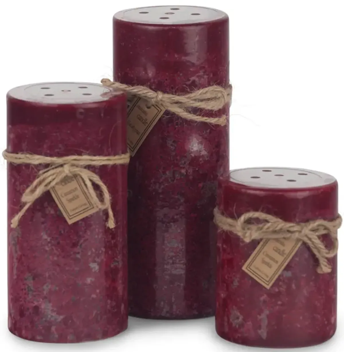 Red Cinnamon Perforated Pillar Candle - Small