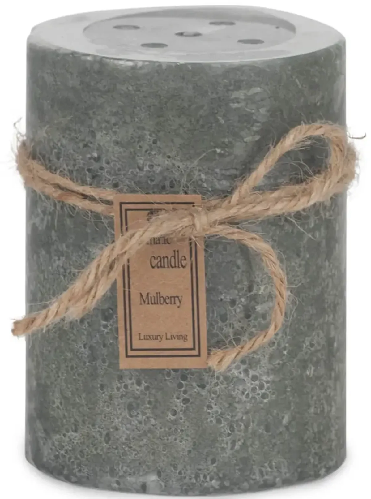 Grey Mulberry Perforated Pillar Candle - Small