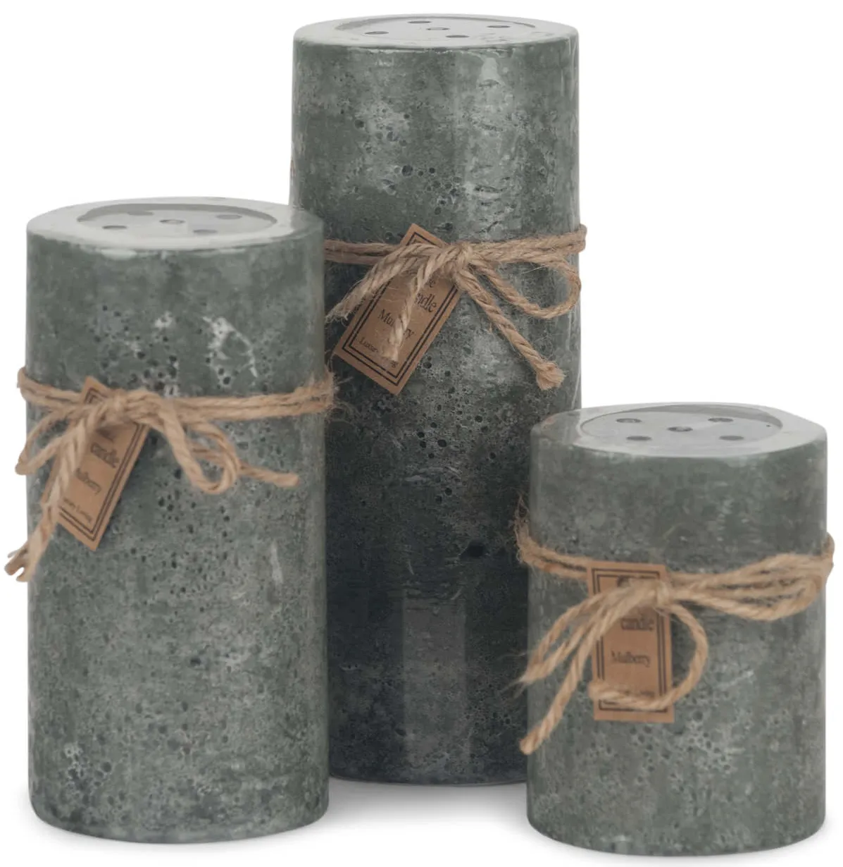 Grey Mulberry Perforated Pillar Candle - Small