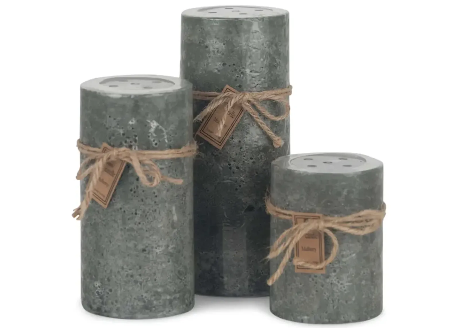 Grey Mulberry Perforated Pillar Candle - Small