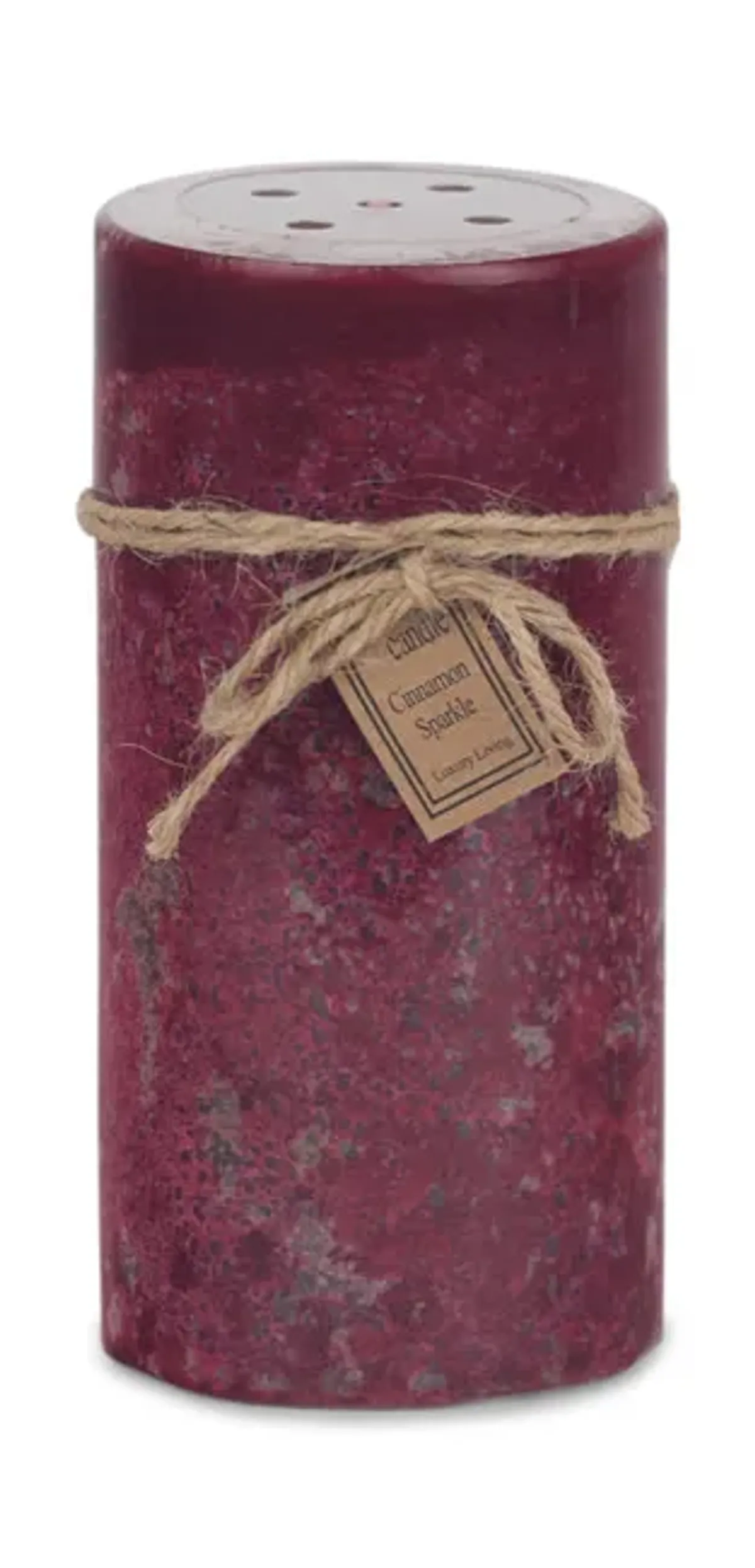 Red Cinnamon Perforated Pillar Candle - Medium