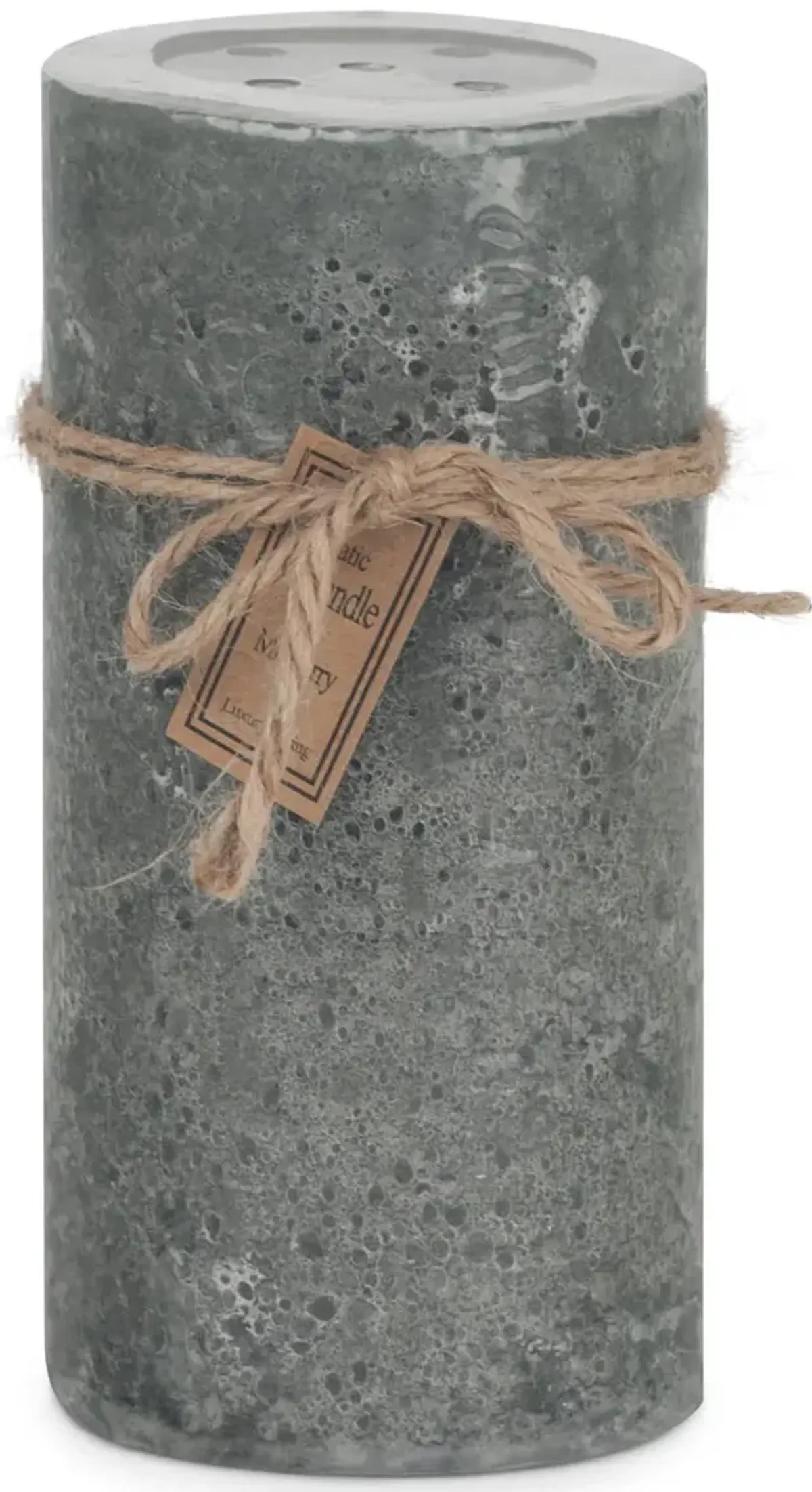 Grey Mulberry Perforated Pillar Candle - Medium