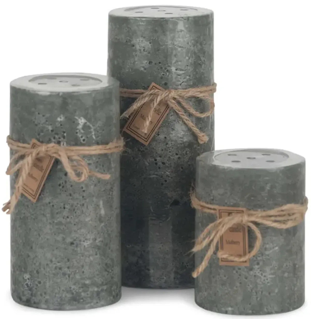 Grey Mulberry Perforated Pillar Candle - Large