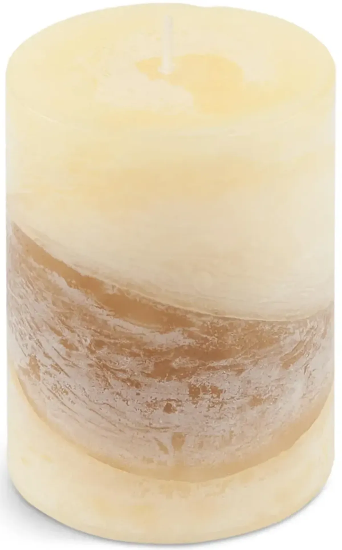 Beige Vanilla Cinnamon Zigzag Pillar Candle - Small