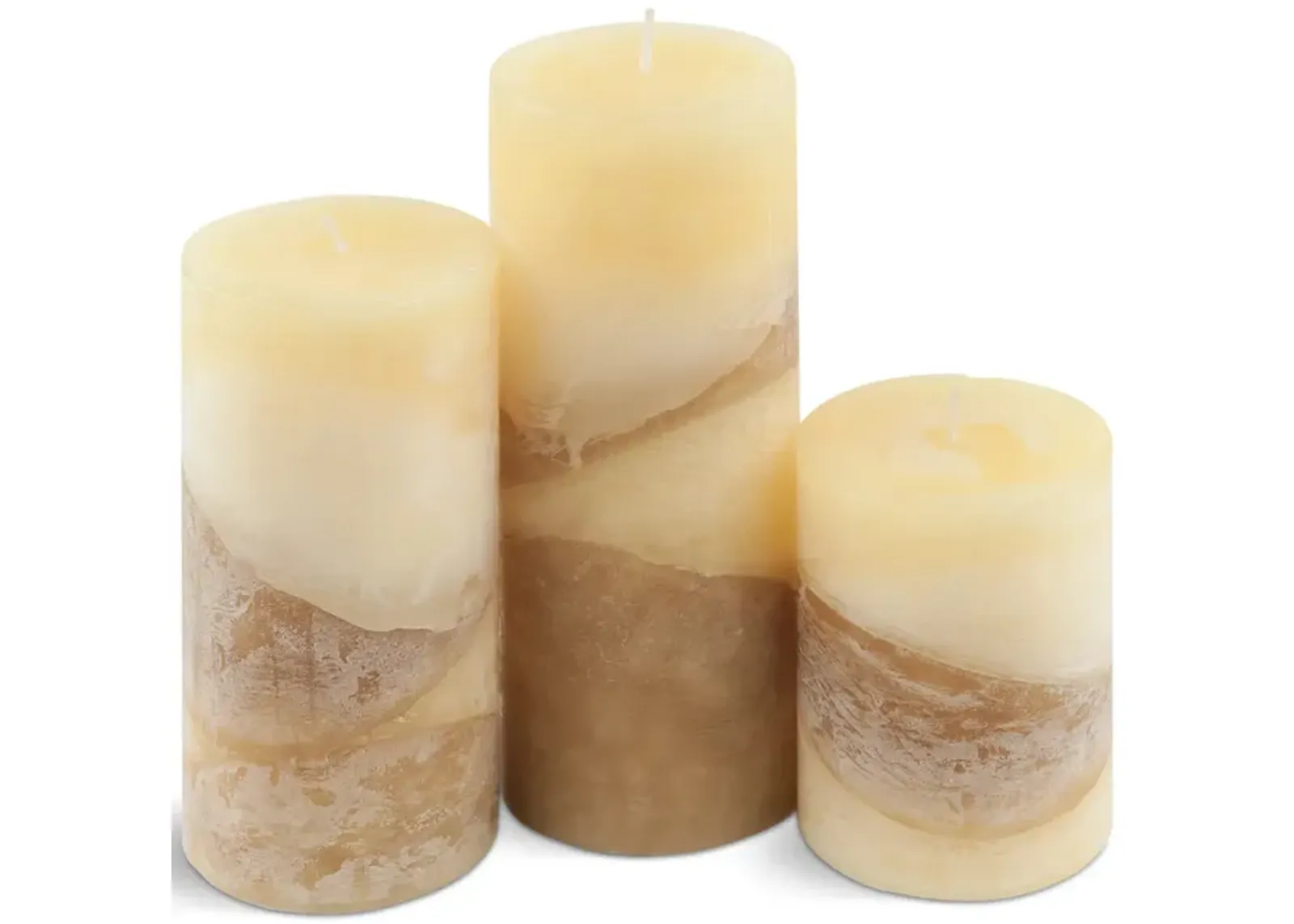 Beige Vanilla Cinnamon Zigzag Pillar Candle - Small