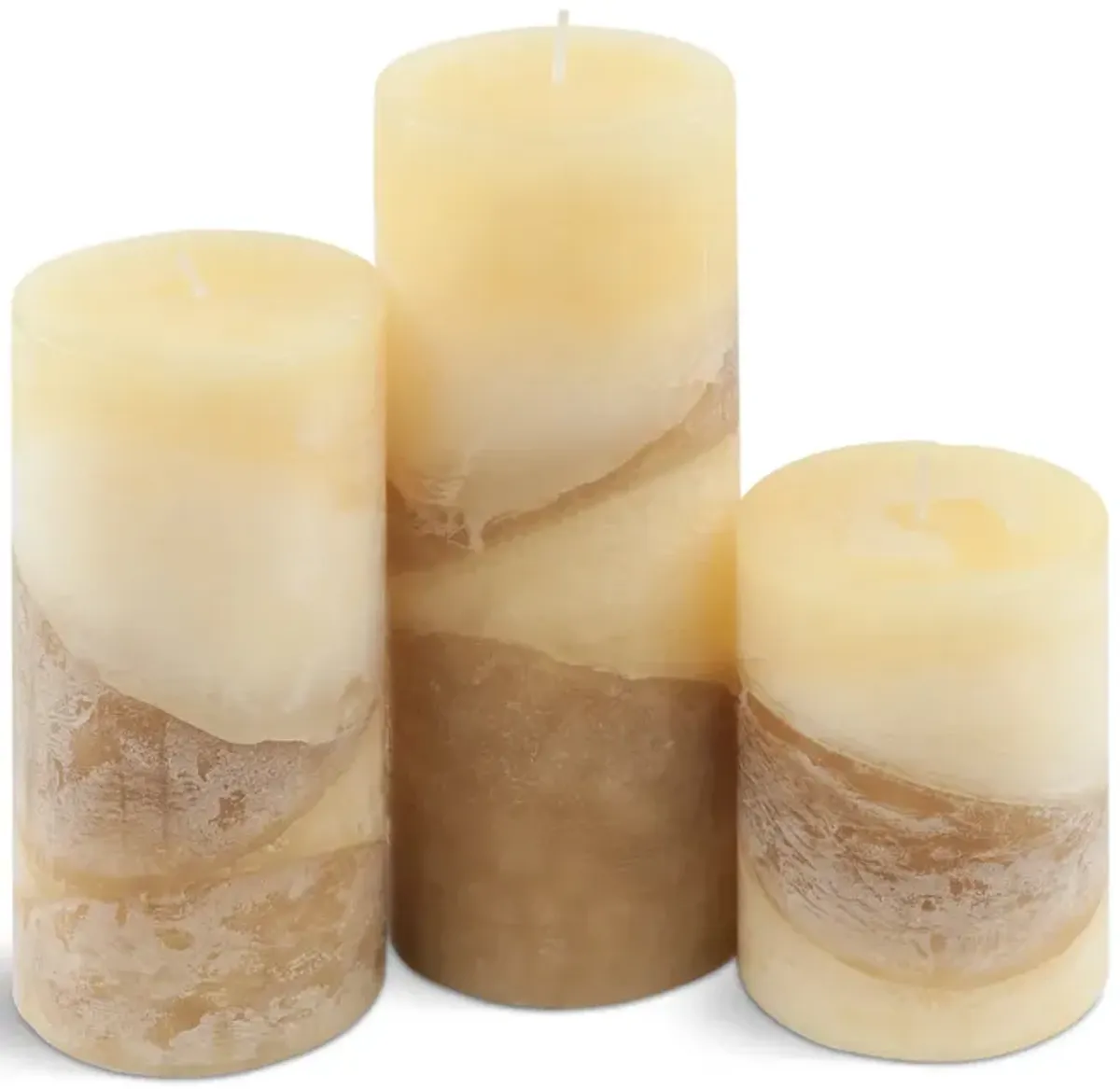 Beige Vanilla Cinnamon Zigzag Pillar Candle - Small