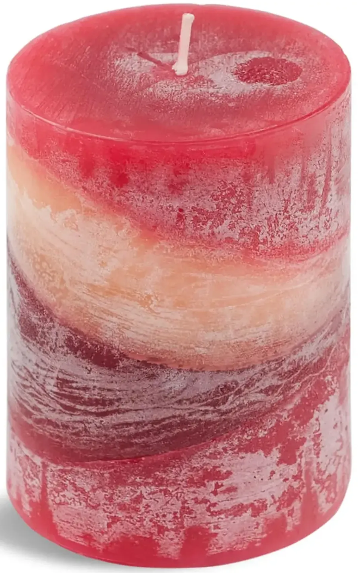 Red Cinnamon Apple Zigzag Pillar Candle - Small