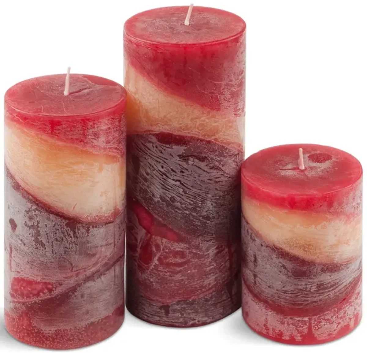 Red Cinnamon Apple Zigzag Pillar Candle - Small