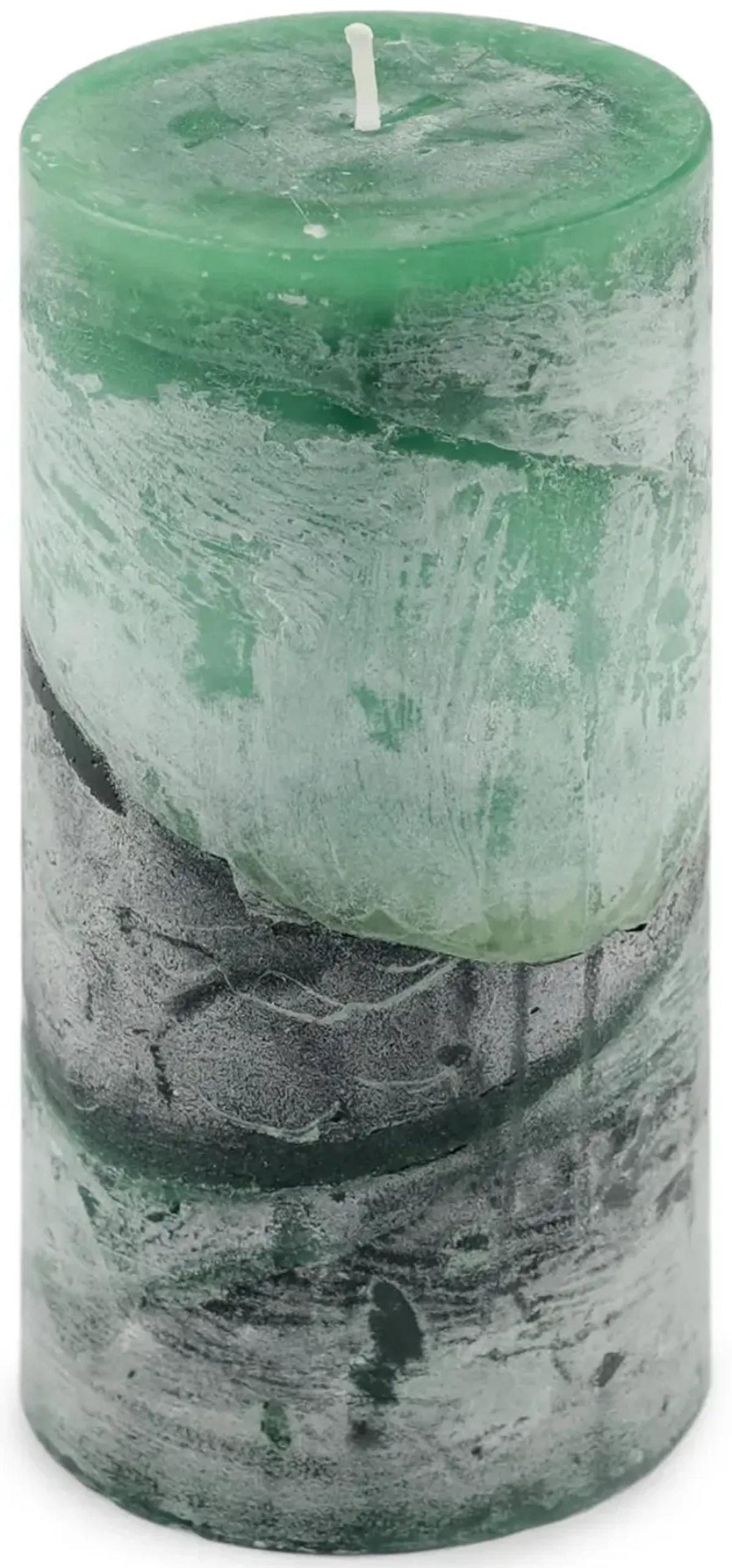 Green Eucalyptus Zigzag Pillar Candle - Medium