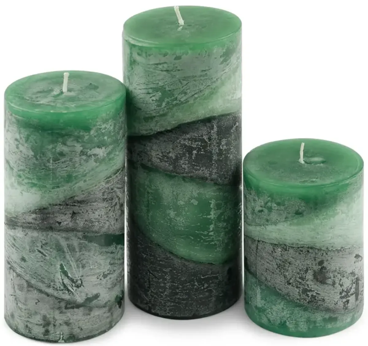 Green Eucalyptus Zigzag Pillar Candle - Medium