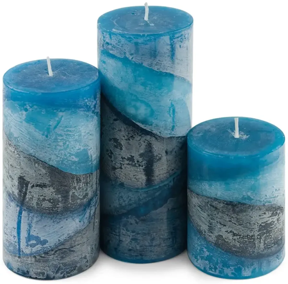 Blueberry Zigzag Pillar Candle - Large