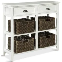 Oslember Sofa Table With Baskets - White