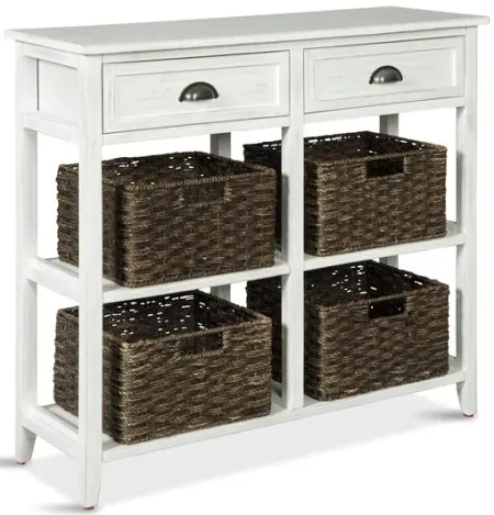 Oslember Sofa Table With Baskets - White