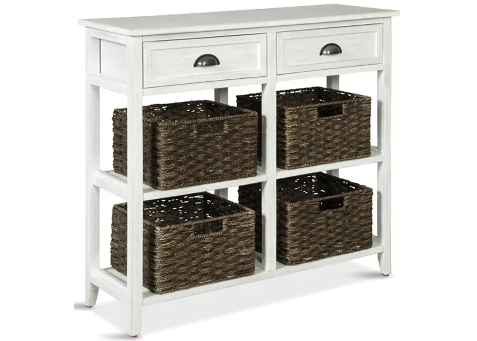 Oslember Sofa Table With Baskets - White