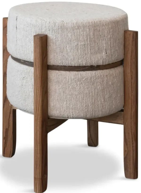 Round Woven Cream Table Stool