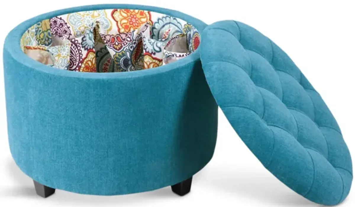 Sasha Shoe Storage Ottoman - Teal