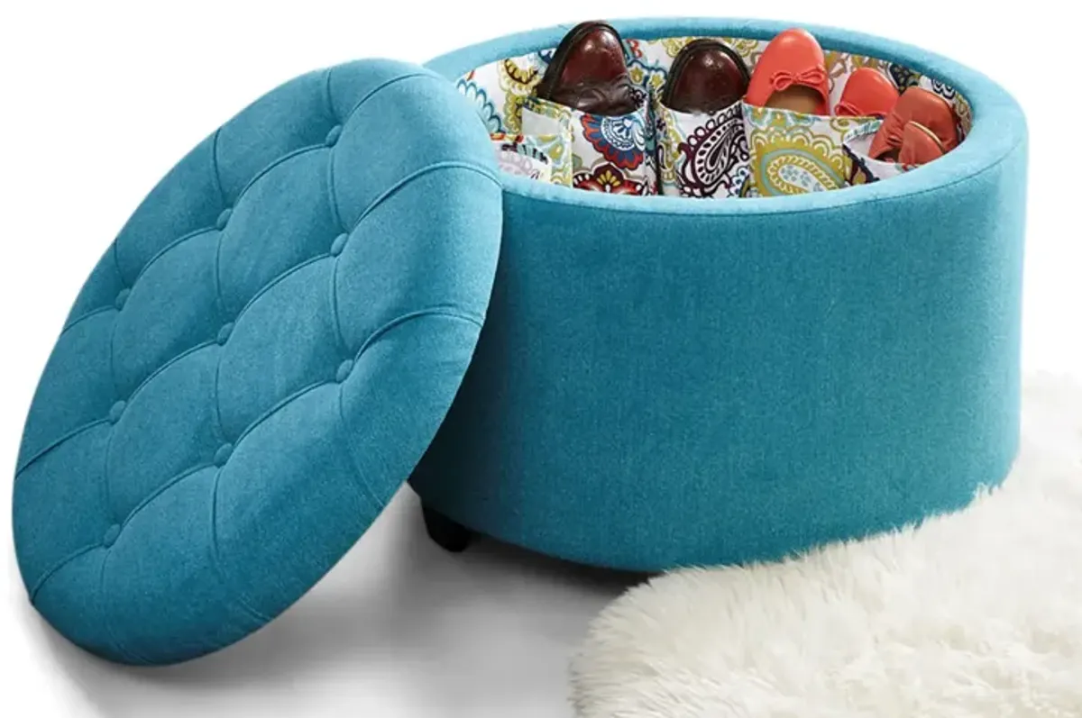 Sasha Shoe Storage Ottoman - Teal