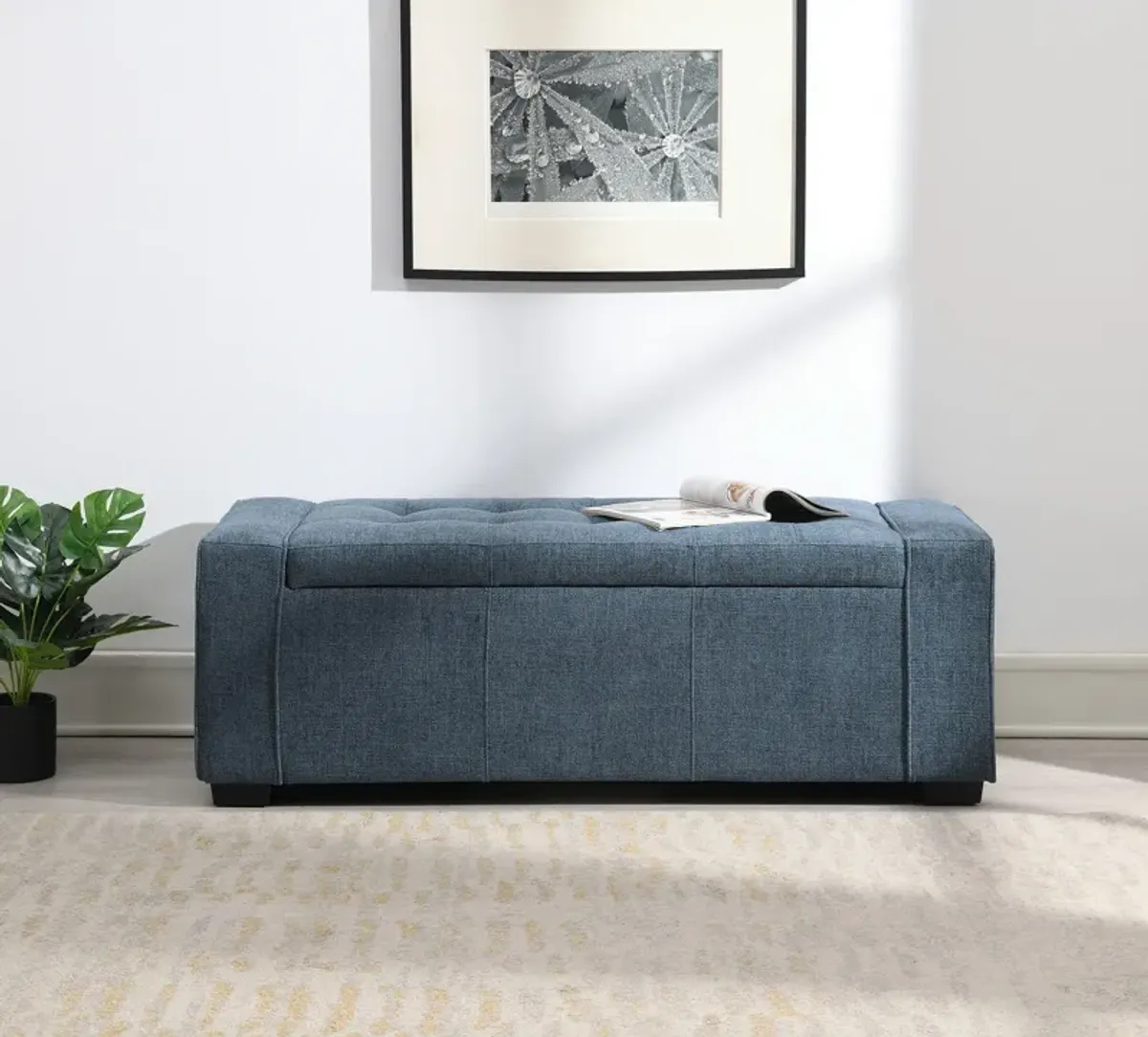 Arturo Tufted Storage Bench - Charcoal